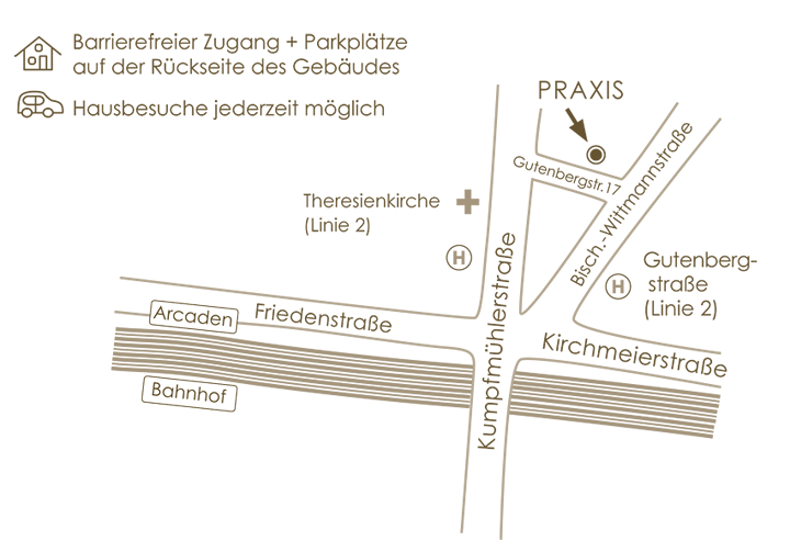 Anfahrt zur Praxis für Focusing & Integrative Psychotherapie Anfahrt zur Praxis für Focusing & Integrative Psychotherapie